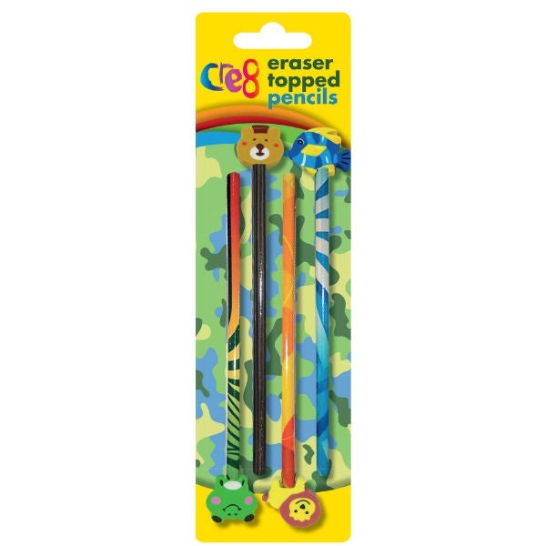 Boys Eraser Topped Pencils - 4 Pack