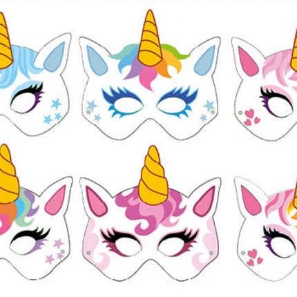 Cardboard Unicorn Masks - 12 Pack