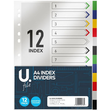 A4 Index Dividers - 12 Pack