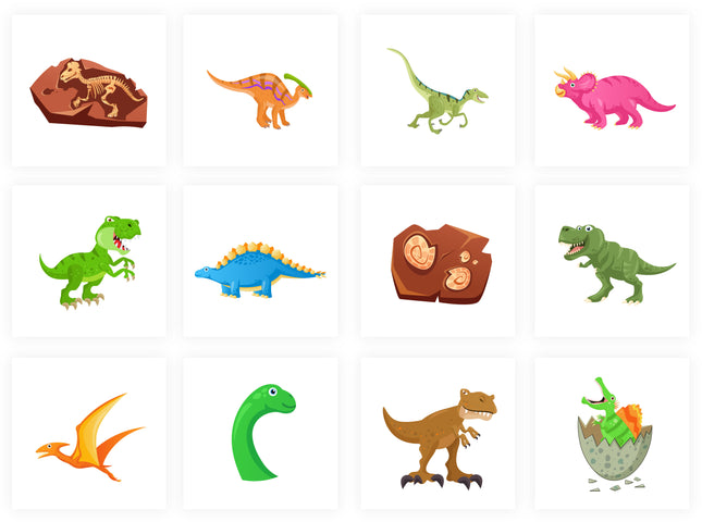 Dinosaur Temporary Tattoos - 12 Pack