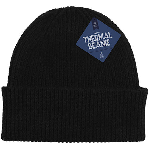 Men's Thermal Black Lined Beanie