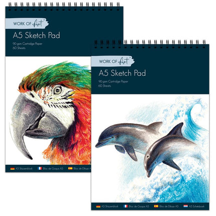 A5 Wiro Sketch Book - Assorted 90gsm 60 Sheets