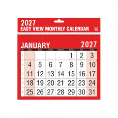 2027 Red & Black Easy View Monthly Planner