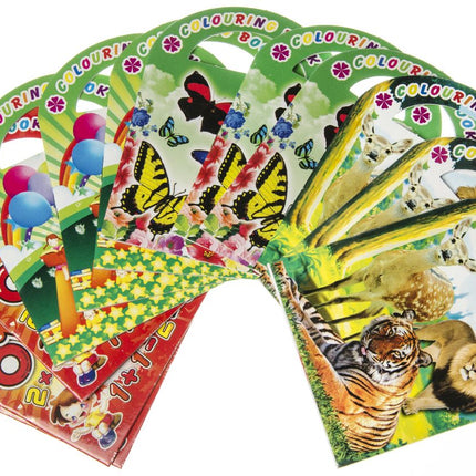 Assorted Sticker & Colouring Books With Handles - 6 Pack