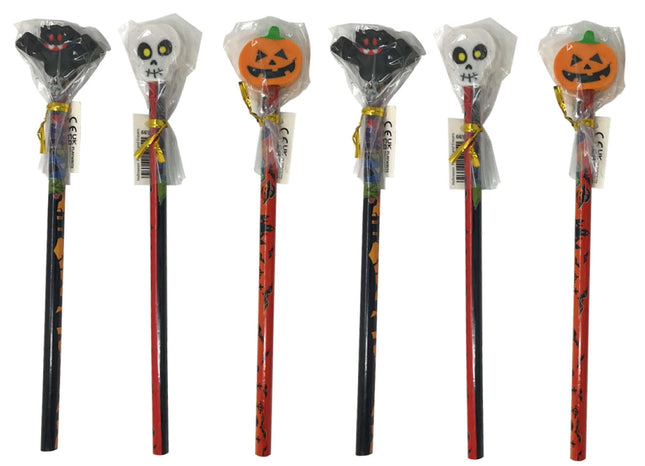 Halloween Pencils & Eraser Toppers - 6 Pack