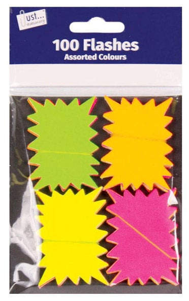 100 Neon 56mm x 42mm Star Flashes (Pack)