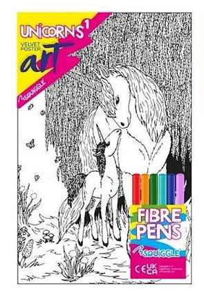 Unicorns Velvet Poster Art & Fibre Pens