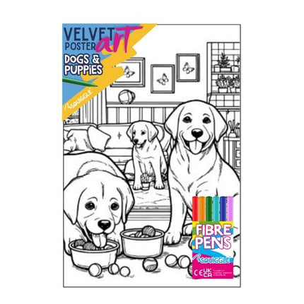 Dogs & Puppies Velvet Poster Art & Fibre Pens