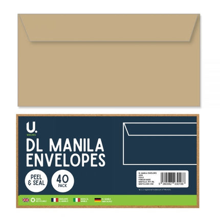 DL Manila Envelopes - 40 Pack