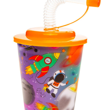 Space Reusable Plastic 3D Cup & Straw - Single