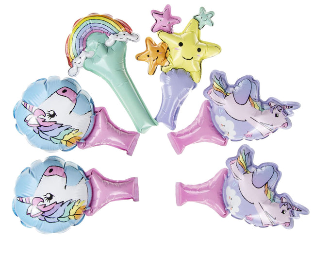 Unicorn Self-Inflating Handheld Balloons - 6 Pack