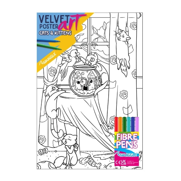 Cats & Kittens Velvet Poster Art & Fibre Pens