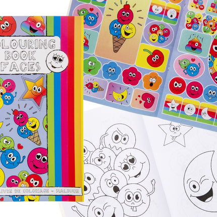 Large Emoji Face Colour & Sticker Books - 6 Pack