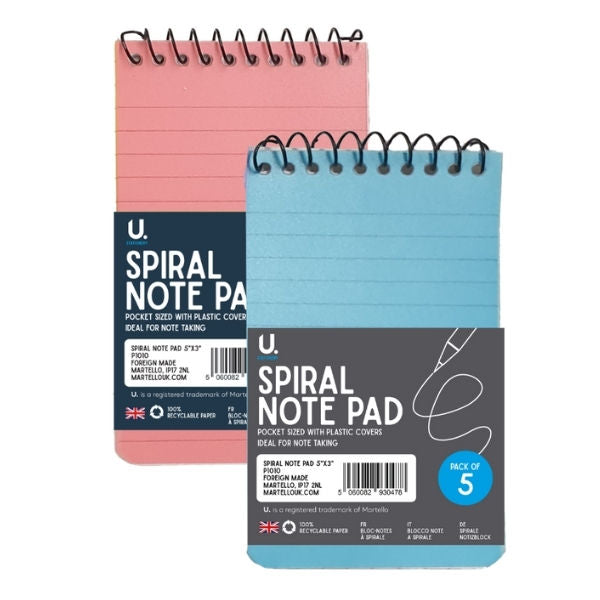 5 Spiral 5"x3" Note Pads
