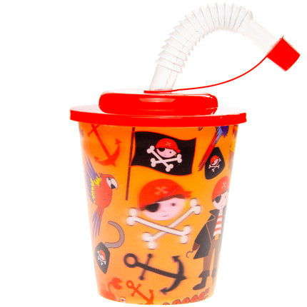 Pirate Reusable Plastic 3D Cup & Straw - Single