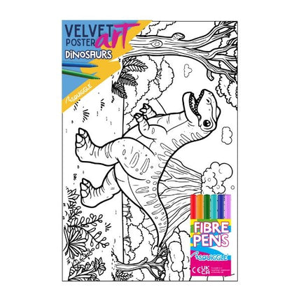 Dinosaur Velvet Poster Art & Fibre Pens