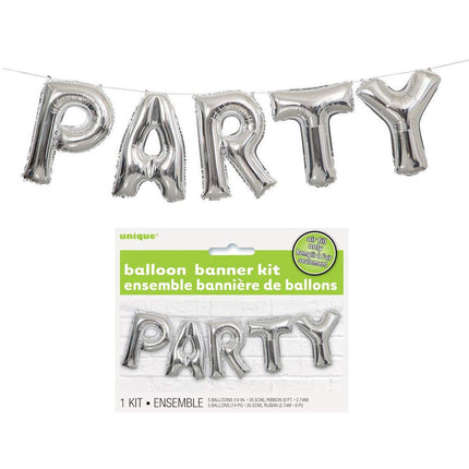 Silver Party Balloon Banner Kit
