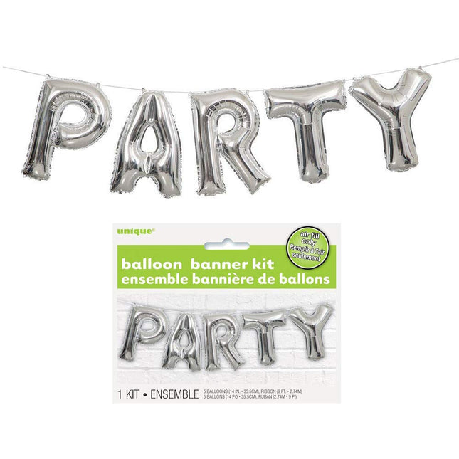 Silver Party Balloon Banner Kit