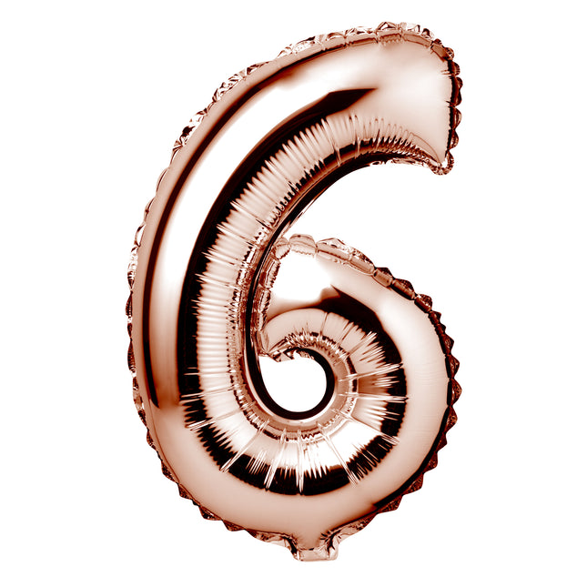 Large Rose Gold Foil "Number 6" Balloon – 34 Inch