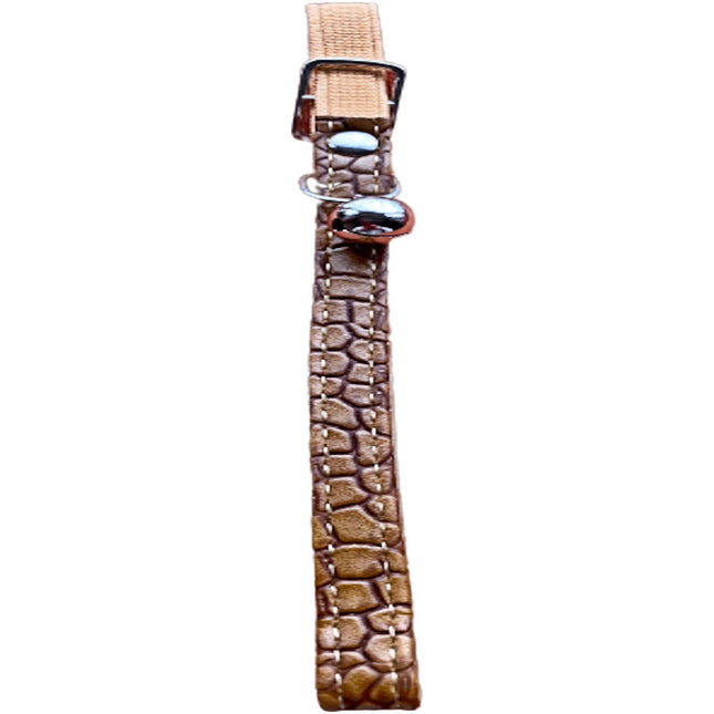 Light Brown Leather Look Elastic Cat Collar