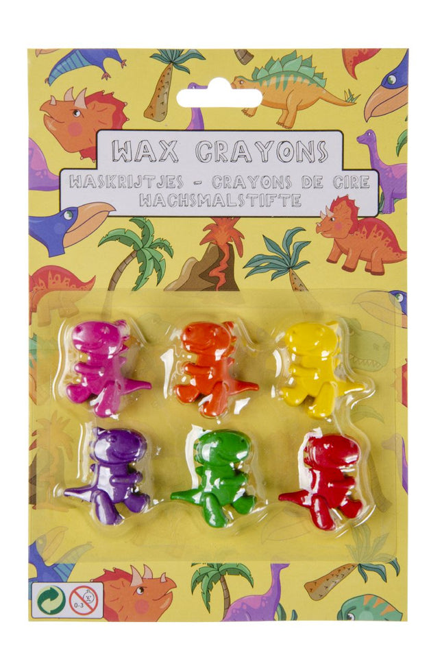 Dinosaur Shaped Wax Crayons - 6 Pack