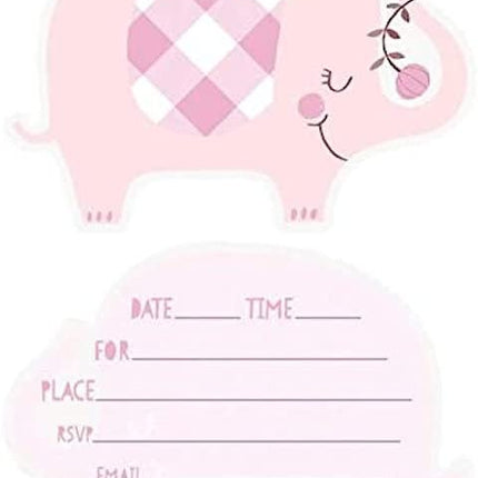 8 Pink Elephant Invitations