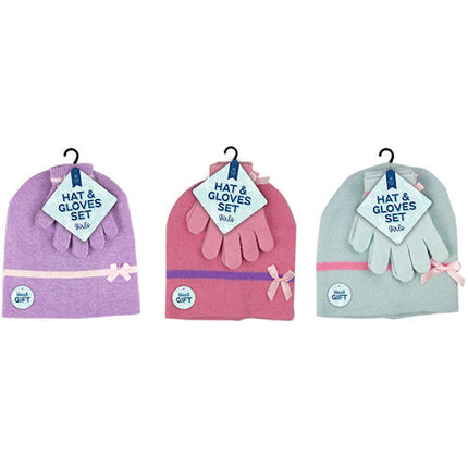 Girls Beanie Hat & Gloves Set