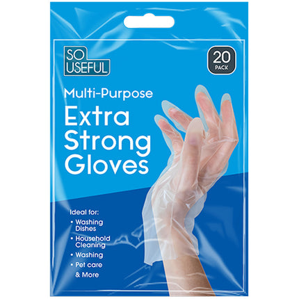 Multi-Purpose Clear Extra Strong Gloves - 20 Pack