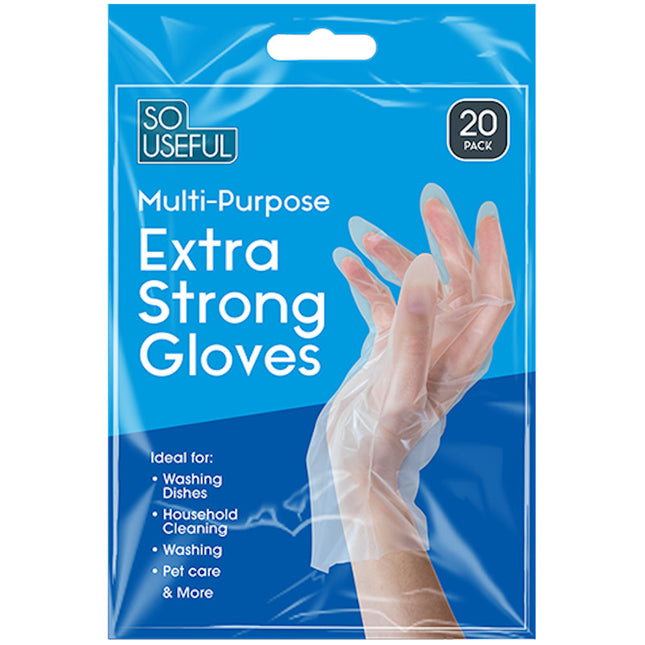 Multi-Purpose Clear Extra Strong Gloves - 20 Pack