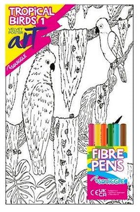 Tropical Birds Velvet Poster Art & Fibre Pens