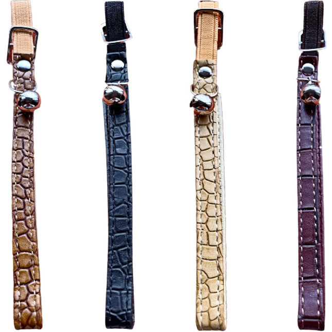 4 Leather Look Elastic Cat Collars