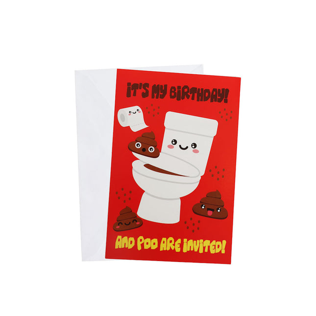 Emoji Poo Party Invites & Envelopes - 16 Pack