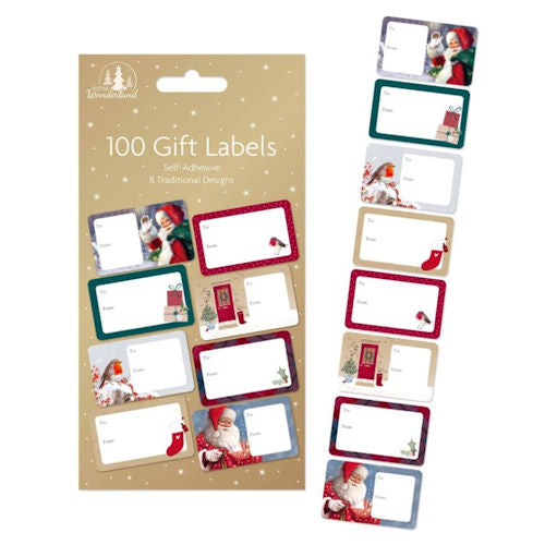 100 Christmas Traditional Book Gift Pack Labels