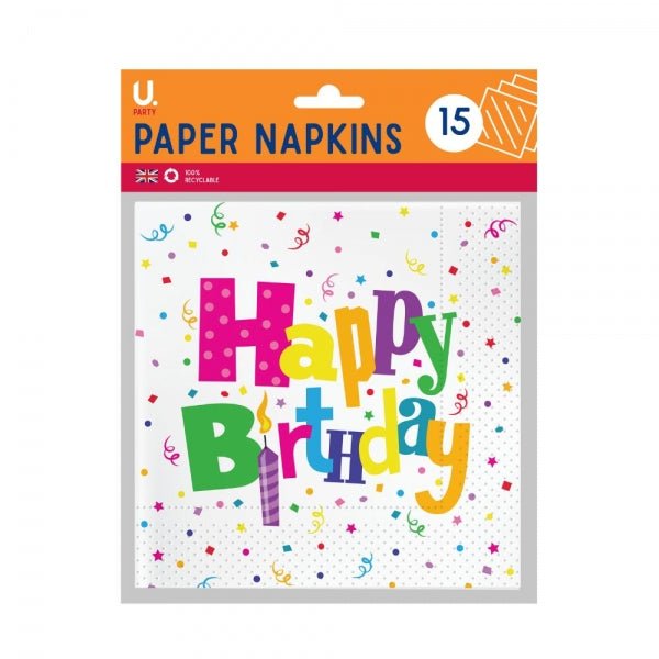 15 Happy Birthday Paper Napkins