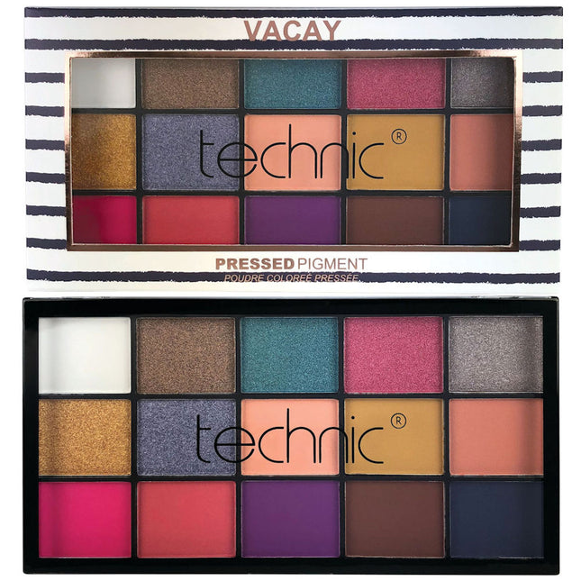 Technic Cosmetics 15 Colour Pressed Pigment Eyeshadow Palette - Vacay
