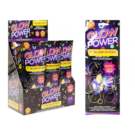 30 Piece 8" Glow Sticks & Connectors Set