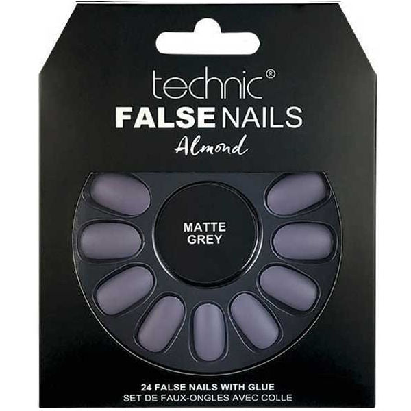Technic Cosmetics False Nails Almond - Matte Grey