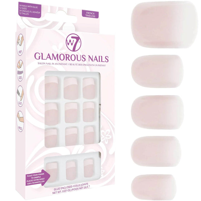 W7 Cosmetics Glamorous False Nails - French Timeless