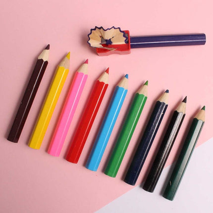 10 Chunky Half Size Colour Pencils & Sharpener