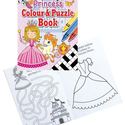 Princess Colour & Puzzle Books - 6 Pack