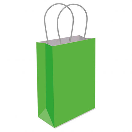 Neon Green Paper Handle Bags - 6 Pack