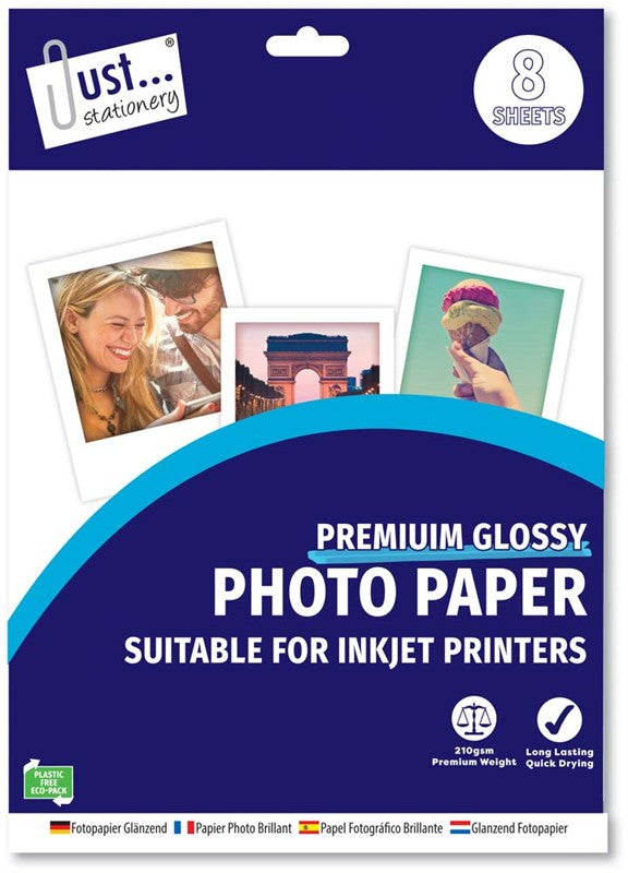 8 Glossy A4 Photo Paper Sheets