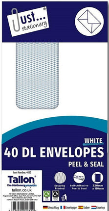 40 White DL Window Peal & Seal Envelopes
