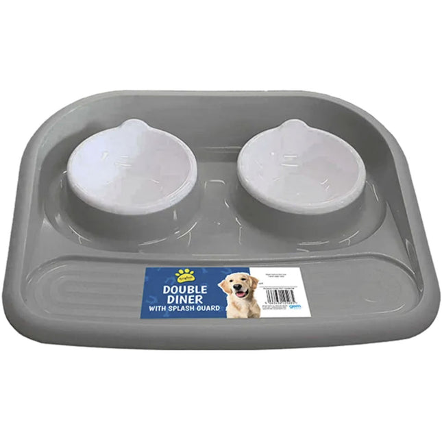 Double Diner Pet Bowls & Splash Guard