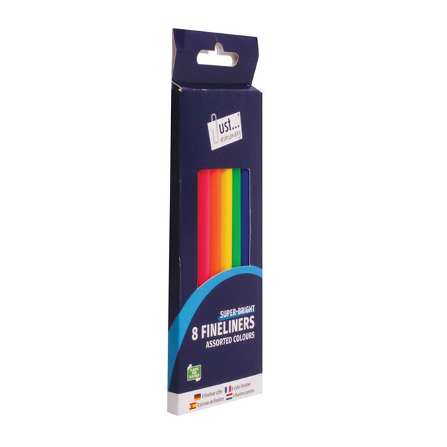 8 Coloured Fineliner Pens
