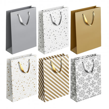 Gold/Silver Patterned Medium Gift Bag