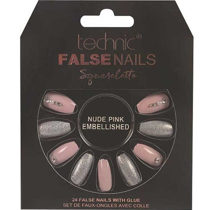 Technic Cosmetics False Nails Squareletto - Nude Pink