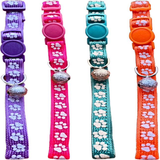 Paw Print Cat Collar - 4 Pack