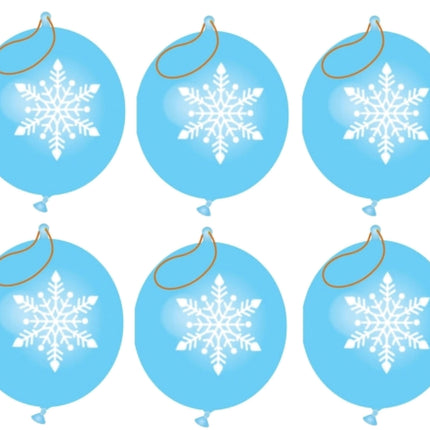 6 Blue Snowflake Punch Balloons