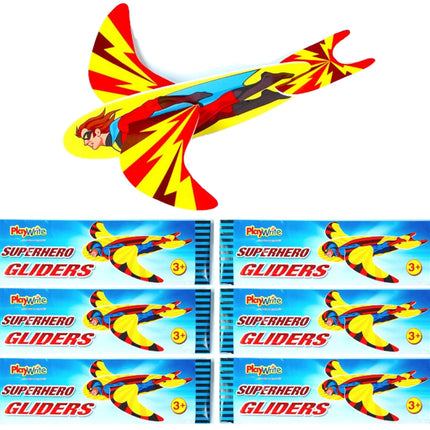 Super Hero Polystyrene Plane Gliders - 6 Pack